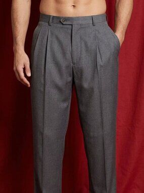 Pronto Uomo Men's Pleated Dress Pants Olive Grey Slacks 42x30